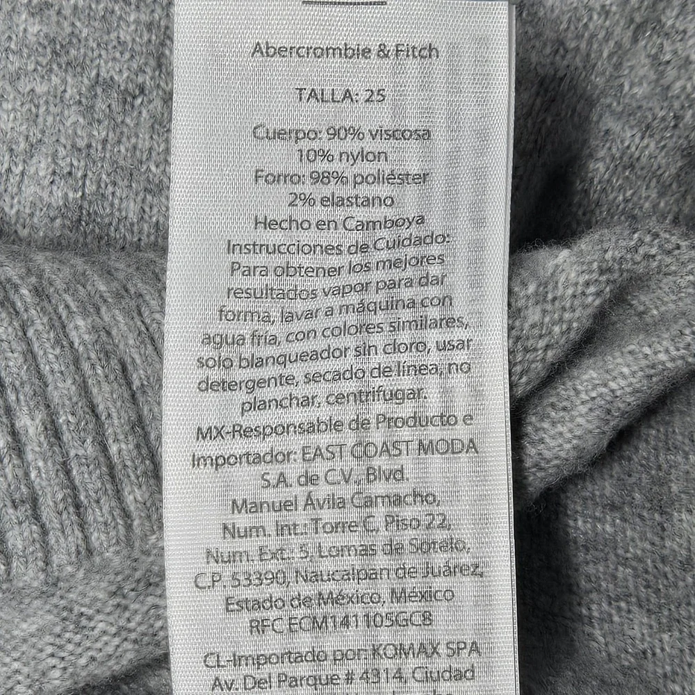 Abercrombie & Fitch Men Sz M Gray Crewneck Viscose Blend Knit Sweater Drop Shoul